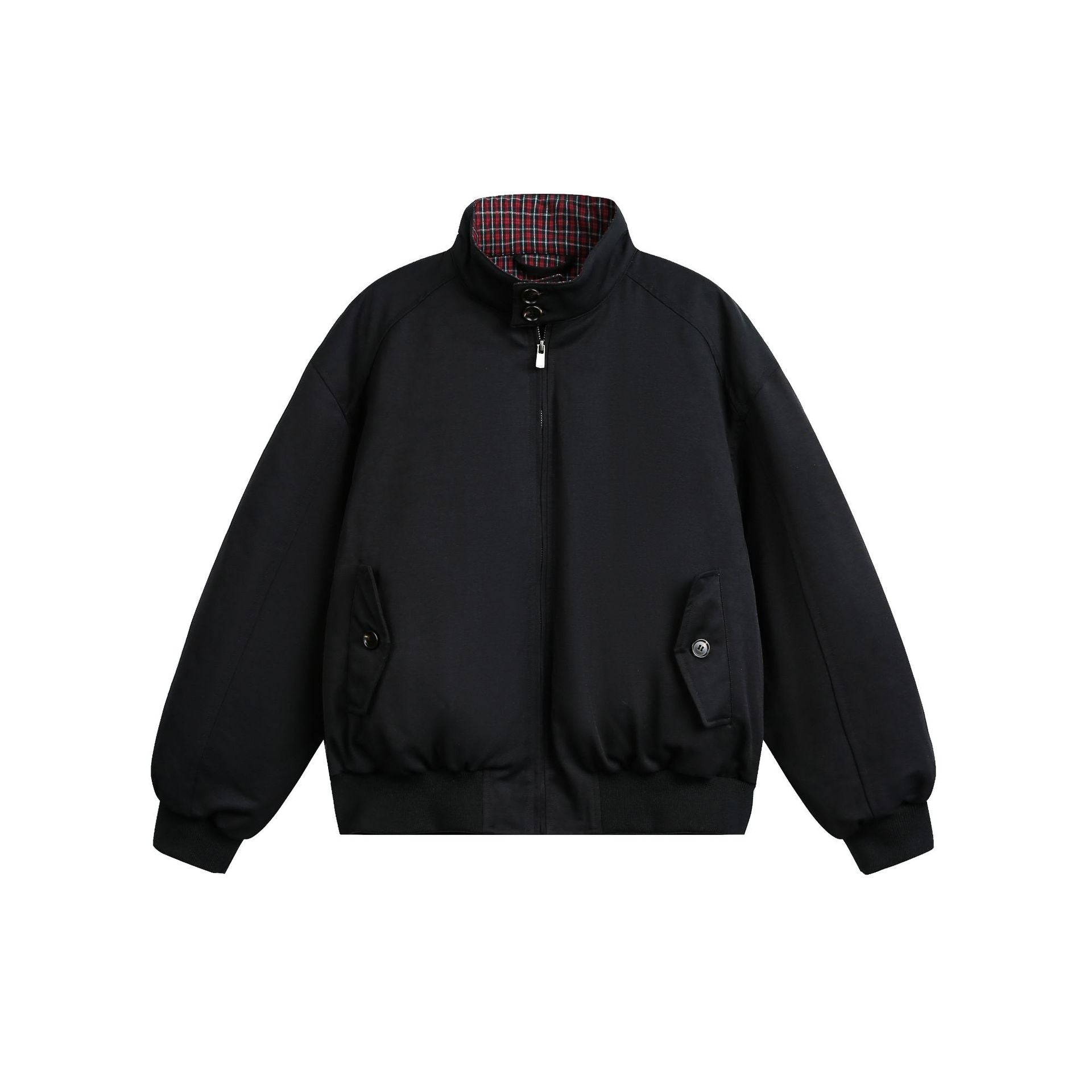Stand-up Collar Plaid Lining Workwear Style White Duck Down Winter Coat