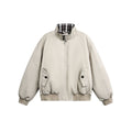 Stand-up Collar Plaid Lining Workwear Style White Duck Down Winter Coat