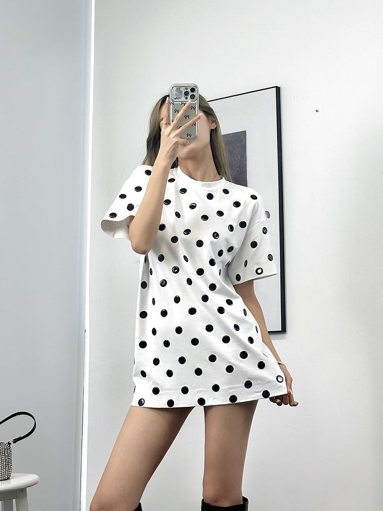 Spotted backless dress European and American trendy hot girl short skirt